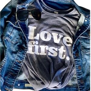 NWT Soulciety Supply LOVE FIRST Everyday T-Shirt Blue Alternative Apparel XS